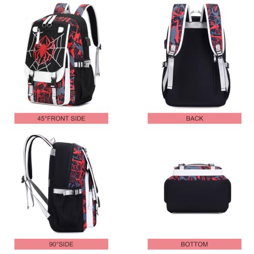 Bevalsa Backpack for Boys, Cool Luminous Boys Backpack with Sling Bag, Lunch Box & Pen Case, School Bags for Kids Children Teens Elementary Middle Schools, Bookbag Glow In The Dark (Spider) - color: Spider