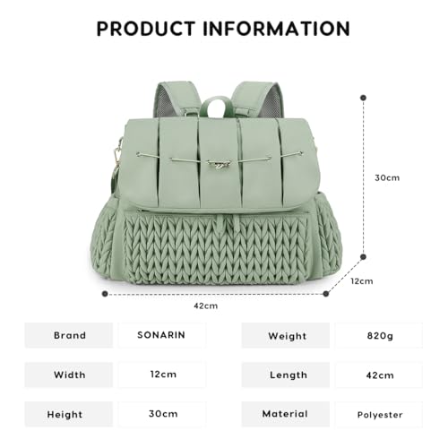 SONARIN Convertible Diaper Bag Backpack Waterproof Nappy Changing Bag Travel Mummy Bag with Changing Pad & Shoulder Strap(Green) - color: Green