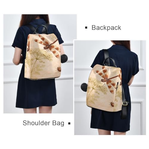 ALAZA Watercolor Retro Dragonfly Dandelion Backpack Purse with Adjustable Straps for Woman Ladies - color: Multi 3