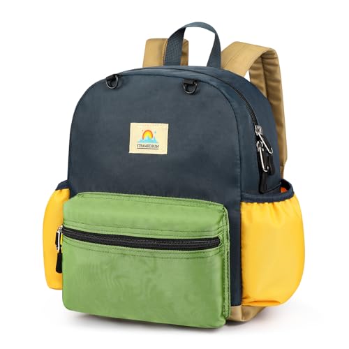 STEAMEDBUN Toddler Backpack for Boys 2-4: Kids Backpack Boys Girls - Preschool Kindergarten Daycare Backpacks - 12 inch - color: Dark Blue&lemon Green, size: MINI - 12"H