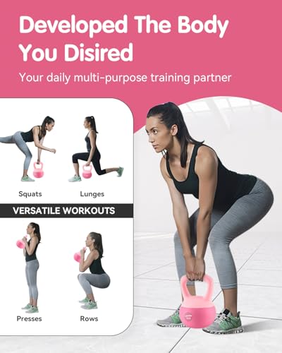 Soft Kettlebell - Cushioned Impact-Resistant Base and Anti-Slip, Kettle bell Anti-Slip Grip Weight for Home Workouts, Safe Strength Training Kettlebells Sets for Women & Men, With Non-slip Gloves - color: Pink