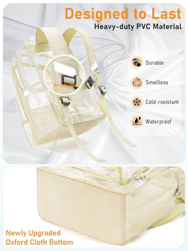 Double-Layer Clear Backpacks 17 Inch Large Clear School Book Bag - color: Beige