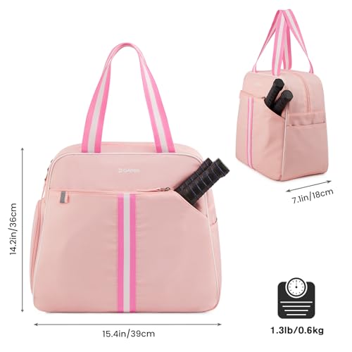 G4Free Pickleball Tote Bag for Women with Shoe Compartment, Fits 2 Paddles - color: Pink