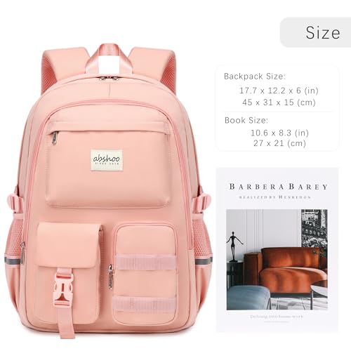abshoo Big Student Laptop Backpack For College Women Middle High School Teen Girls Bookbag Travel Daypack (Peach Pink) - color: Peach Pink