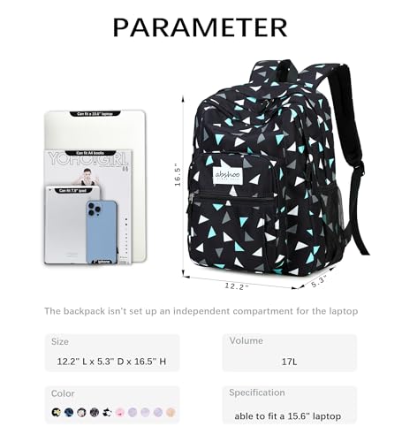 abshoo Classical Basic Geometry Mens School Backpack For College Teen Boys Water Resistant Bookbag (Geometry Black A) - color: Geometry Black a, size: 16.5 Inc