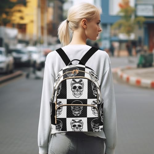 ALAZA Mini Backpack Purse for Women Lightweight Girls Small Size Gothic Skull Black and White School Teens College Traveling - color: Gothic Skull Black and White, size: Small