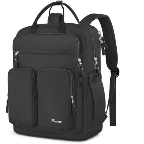Mancro Travel Backpack for Women with TSA Laptop Compartment, 15.6 Inch Laptop Backpack with Dry-Wet Pocket, Fashion Casual Travel Computer Backpack for Women, Black - color: Black