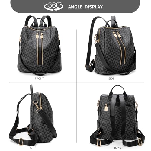 Womens Backpack Purse Leather Anti-theft Large Fashion Designer Travel Backpack Bag Men's Backpack Shoulder Bags - color: C-black