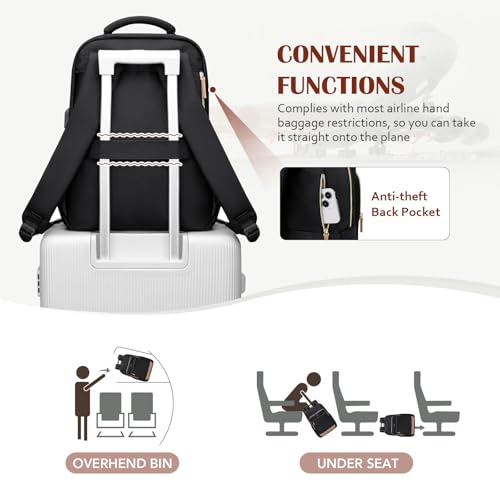 MDODO Laptop Backpack for Women,Travel Backpack with Laptop Compartment,Casual Daypack College Bookbag Computer Work Backpack, Black - color: Black-1 Pcs