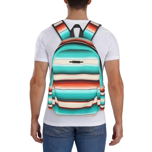 Mexican Turquoise Aztec Western Backpack Boho School Bag Stripes Lightweight Bookbag Casual Daypack for Girls Boys Kids Women Men Travel Laptop 16 Inch - color: Western