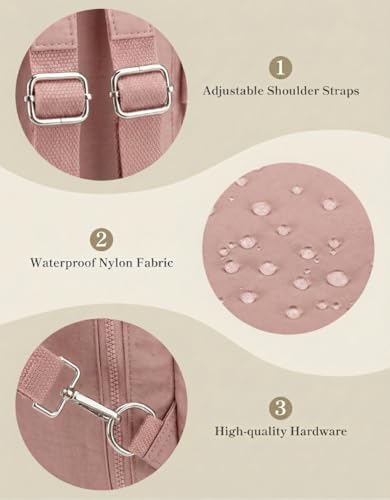 Mini Backpack for Women Nylon Small Backpack Purse Crossbody Sling Bag Convertible Backpack Casual Shopping Daypack (Pink) - color: Pink
