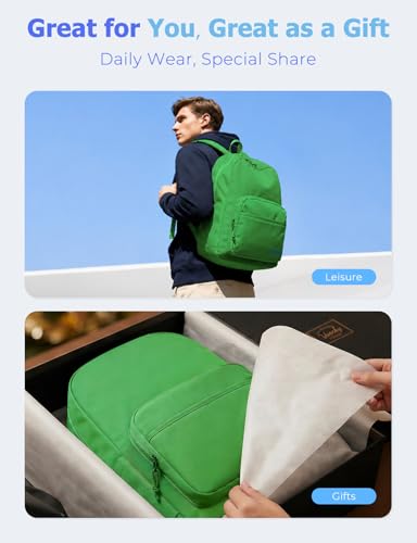 VASCHY School Backpacks, Lightweight Bookbag Schoolbag for Boys Girls Casual Basic Simple Daypack for Men Women Bright Green - color: Bright Green