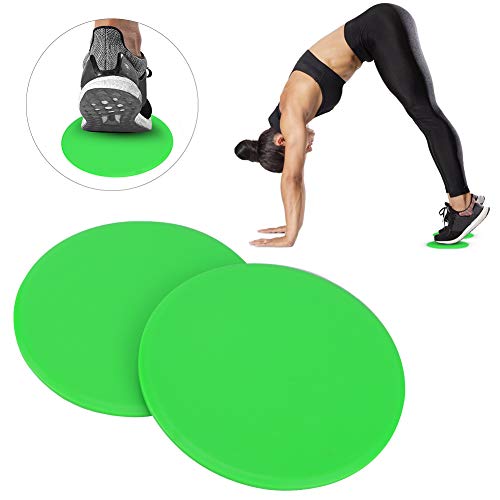 Core Slider Gliding Discs 2Pcs | Full Body Workout for Core Strength/Balance/Stability | Portable Exercise Discs for Home/Gym/Travel | EVA ABS Round Green Design