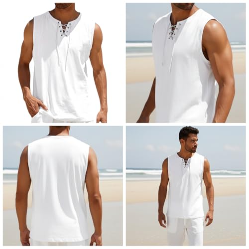 domirica Mens Summer Casual Sleeveless Shirts Plus Size Oversized Trendy Lightweight Pull On Tank Top - color: Wave, size: XX-Large