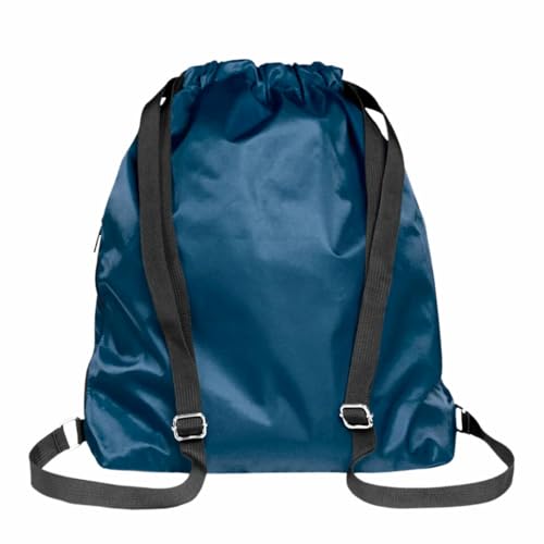 Nfinity Drawstring Backpack Large Capacity Multi-Compartment Cinch Bag - color: Navy Blue