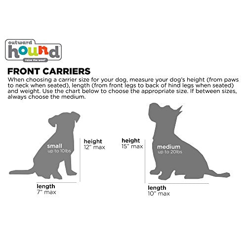 Outward Hound PupPak Dog Front Carrier, Small, Grey – Hands-Free Hiking & Camping Pet Backpack for Small Pets up to 10 lbs, Padded Straps, Breathable Mesh, Water-Resistant, Safety Clip - size: 12.0"L x 7.0"W x 11.5"H