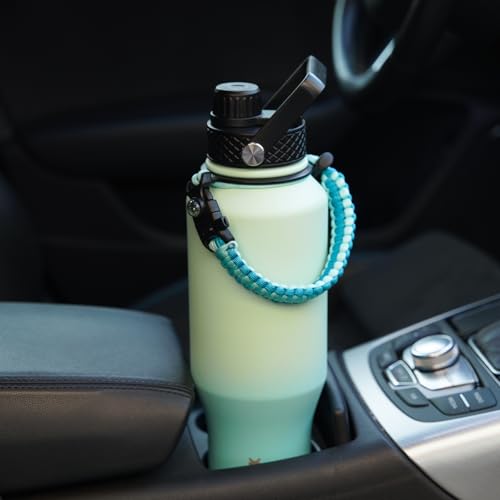 BJPKPK Insulated Water Bottles with Straw Lid, 40oz Metal Water Bottle with 2 lids & Paracord Strap, Double Wall Stainless Steel Tumbler with Handle, Reusable Cups, Mugs, Thermo, Mint - color: Mint, style: 40oz-Side Handle