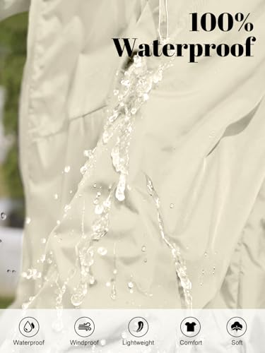 CRIPOM Light Weight Rain Jacket Women Waterproof Windbreaker Travel Rain Coats for Women Packable S-XXL - color: Beige, size: X-Large