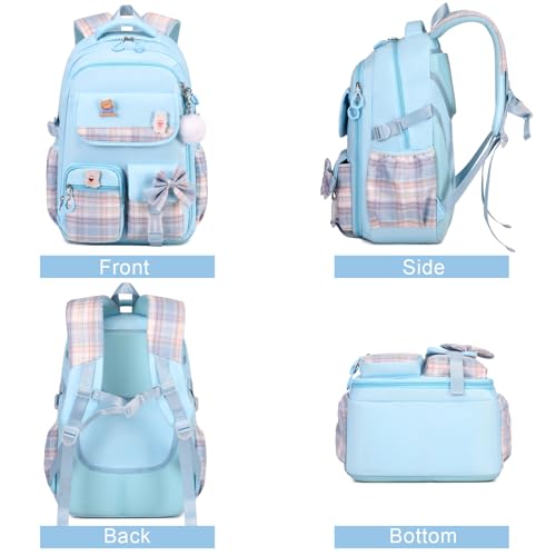 ACESAK Girls Backpack - 3PCS Backpack for Girls Cute School Backpacks for Girls Kindergarten Elementary Preschool Middle Kids School Bags with Lunch Box Pencil Case Set (Blue) - color: Blue