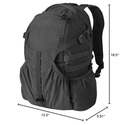 Helikon-Tex RAIDER 20 L Tactical Backpack, Black – Cordura MOLLE Daypack with Hydration Sleeve & Rain Cover - color: Black