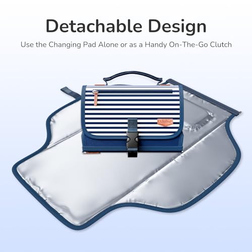 Alatino Portable Diaper Changing Pad, Wipe Clean, Large 25x22,Navy Blue - color: Navy Blue