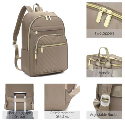 GAEKEAO Laptop Backpack Purse for Women 15.6 Inch Travel Computer Bags Fashion Casual Daypacks for Work College Business Khaki - color: Brown
