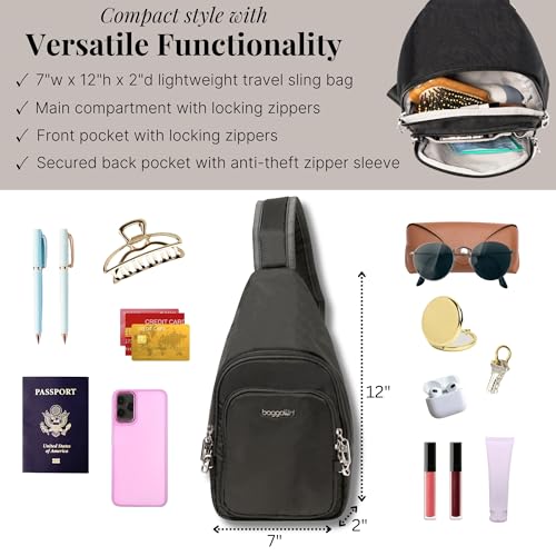 Baggallini Securtex Anti-Theft Daytripper Sling - color: Charcoal