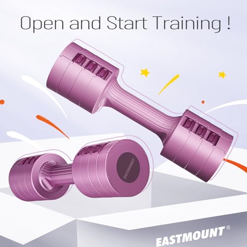 EAST MOUNT Adjustable Dumbbells 5 lb Dumbbells Set of 2 / Pair 10 lb Total Free Weights 6 in 1 Women Hand Weights for Home,Office,Gym Exercise Training 2lb 3lb 4lb 5lb Fast Adjust - color: Purple