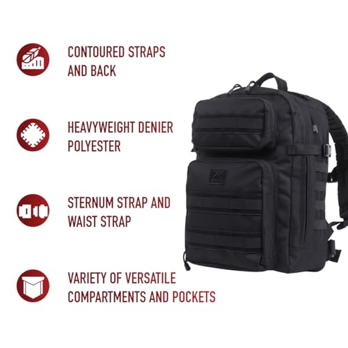 Rothco Fast Mover Tactical Backpack - Outdoor Hiking Pack for EDC Essential Gear (Black) - color: Black