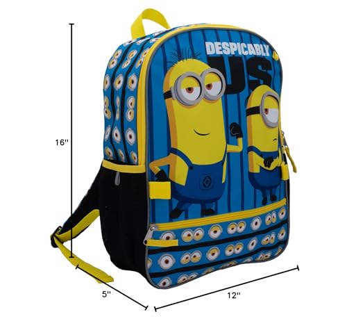AI ACCESSORY INNOVATIONS Despicable Me Minions 4 Piece Backpack Set for Boys & Girls, Featuring Minions Stuart & Kevin, Kids School Bag, Blue - color: Minions