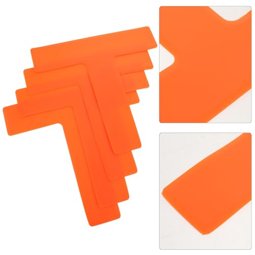 4pcs T-Shaped Soccer Training Floor Markers, Replaceable Flat Court Position Pads for Football Practice and Sports Agility Training, Orange Non-Slip Ground Spot Markers for Outdoor