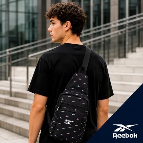 Reebok Unisex Crossbody Bag - Convertible Compact Durable Cross Body Bag for Women and Men - Gym and Travel Essentials, Size One Size, Cosmos Black Ombre - color: Cosmos Black Ombre