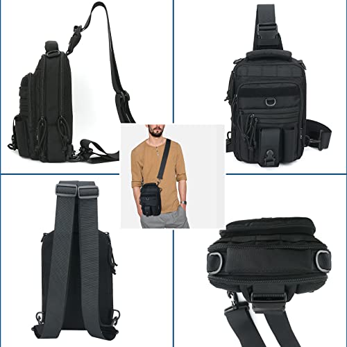 DegeTMVe Dual Pistol Holster Chest Bag Concealed Carry Sling Crossbody Tactical Gun Convertible Backpack Shooting Hunting - color: Black ACU