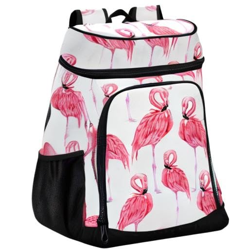 Pink Flamingo Cooler Backpack 36 Cans Insulated Backpack Cooler Leak Proof Cooler Bag Lightweight Backpack for Lunch Camping Picnic Beach