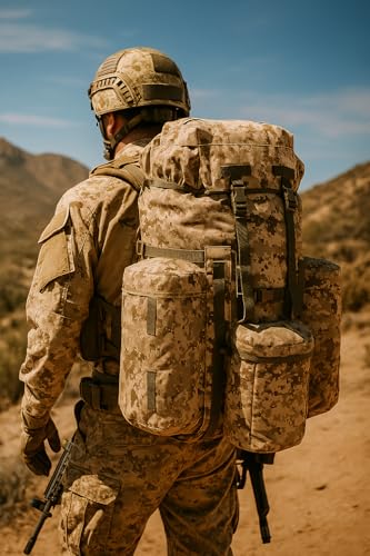 MT PLCE Tactical Backpack with Internal Frame, Military Rucksack for Outdoor, Hiking, Survival Pixel Desert - color: Marpat Desert