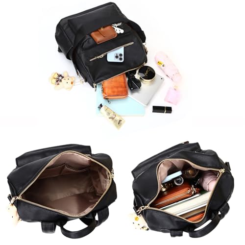 Soperwillton Women Backpack Purse Multipurpose Design Handbags Shoulder Bag PU Leather Travel bag Backpack Set 2pcs - color: Z-black