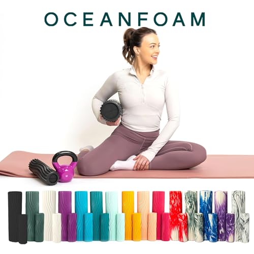 Oceanfoam Tidal Roller - Charcoal - Muscle Massage Foam Roller for Back Pain & Stretching - Firm and Ergonomic Wide Wave Textured - Yoga, Athletics, & Wellness - Full Size, 20" x 5" - color: Charcoal
