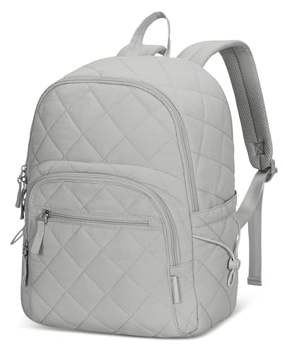Hynes Eagle Travel Laptop Backpack Quilted College Backpack for Women Puffer Casual Daypack Personal Item Bag for 16 Inch Light Grey - color: Light Grey