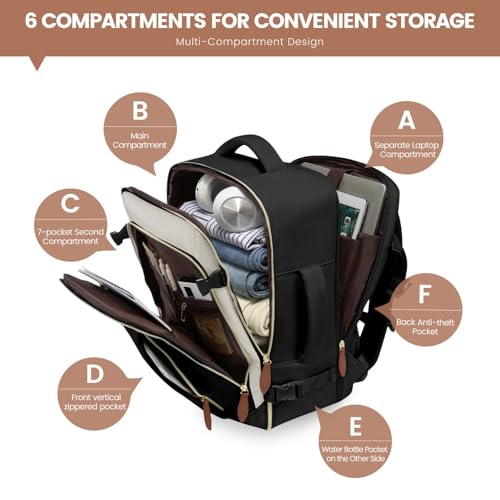 LOVEVOOK 40L Travel Backpack Carry On Airline Approved, Large Backpack with 3 Packing Cubes, TSA Travel Essentials Carry On Bag, Waterproof Weekender Overnight Luggage Daypack, Fits 17.3 Inch Laptop - color: Dark Blue-gray Blue-black, size: Large - 17.3 I