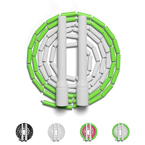 Beaded Jump Rope – Adjustable 10ft Skipping Rope for Women, Men & Kids, Beginner Friendly with Durable Weighted Beads, Shatterproof Handles, Tangle-Free for Cardio, Fitness, Freestyle & Home Workout - color: Neon Green