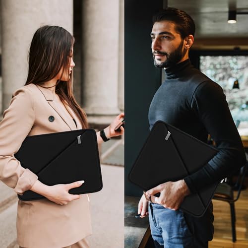 Laptop Sleeve Case 15.6 inch, Traveling Carrying Computer Sleeve Bag with Zippered Pocket, Shockproof Protective Laptop Cover Compatible for Apple Notebook, HP, Dell, Acer, Asus, Lenovo, Black - color: Black, size: 15.6 inch