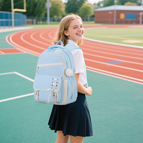 Scothen 3PCS Girls Backpack for School, Kids Backpack for Girls with Lunch Bag Pencil Case, Kids Bookbag Teen Backpacks for Elementary Middle High School (Blue) - color: Blue