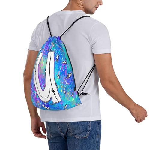 Drawstring Backpack Bag Sport Gym Sackpack Initial Blue Draw String Cinch Bags Bulk String Backpack Storage Bag for Women Men Letters U - color: Letters U
