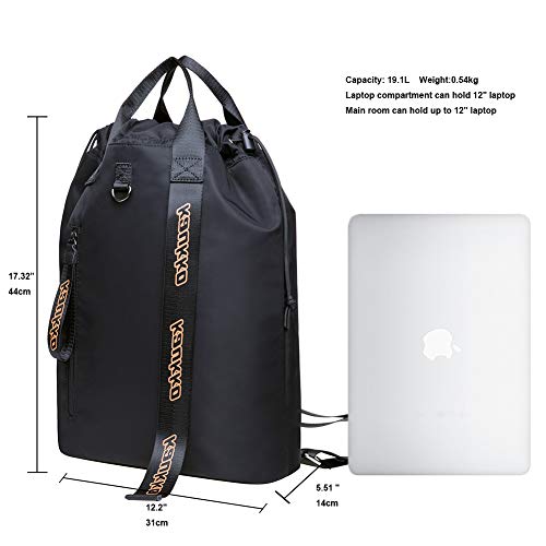 KAUKKO Drawstring Sports Backpack Gym Yoga Bag Shoulder Rucksack for Men and Women BLACK,19.09L - color: H02-2-black