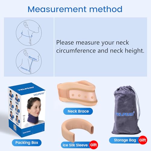 Velpeau Neck Brace for Neck Pain and Support - Soft Cervical Collar for Sleeping, Snoozing, Sleeping Upright, Anti-Snoring, Sleep Apnea for Women & Men (Khaki, Dual-purpose Version, M: 11.5-14"/3″) - size: Medium (Pack of 1), style: Dual-purpose Version-K