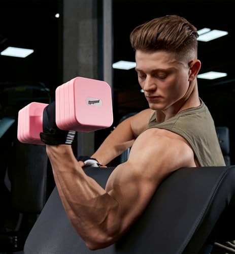15LB 20LB 30LB 40LB 50LB Adjustable Dumbbell Set Free Weights Dumbbells Set for Women Men Hand Weights Sets Adjust Dumbbell Weight Sets for Home Gym Exercise Workout Strength Training Equipments - color: Pink