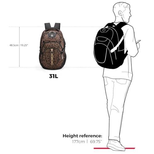 Swissdigital Design Backpack for Men with USB Charging Port SD803-103 - color: Brown Leopard