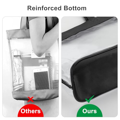 Clear Tote Bag Stadium Approved 12x6x12 12x12x6 Clear Bag for Stadium Events 12 x6 x12 Transparent Purse 12 x 6 x 12 - color: Black