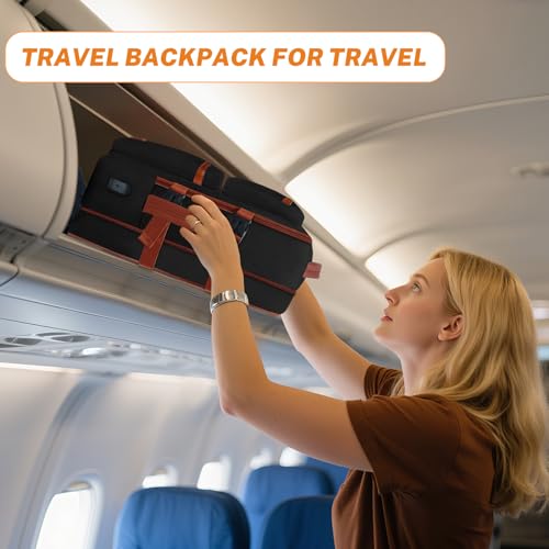 Expandable Travel Backpack Women Men with USB Charging Port, 15.6 Inch Laptop Backpack Waterproof Carry on Flight Approved for Travel Work Hiking College, Black - color: Black