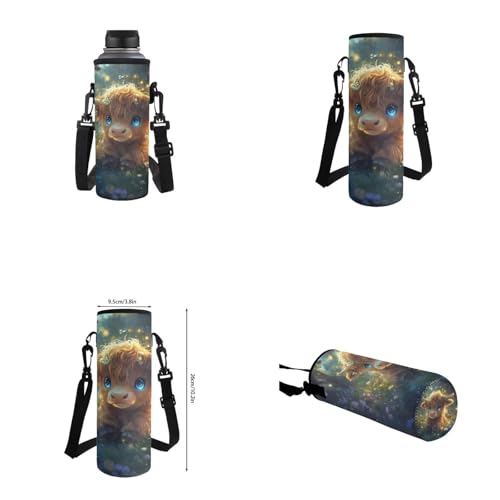 Cute Highland Cow Backpack for Girls Kids Backpack with Lunch Box Water Bottle Carrier and Soft Pencil Case 4PCS Set Cute Bookbag with Front Pocket 17" Large Capacity Elementary School Bag - color: Cute Highland Cow